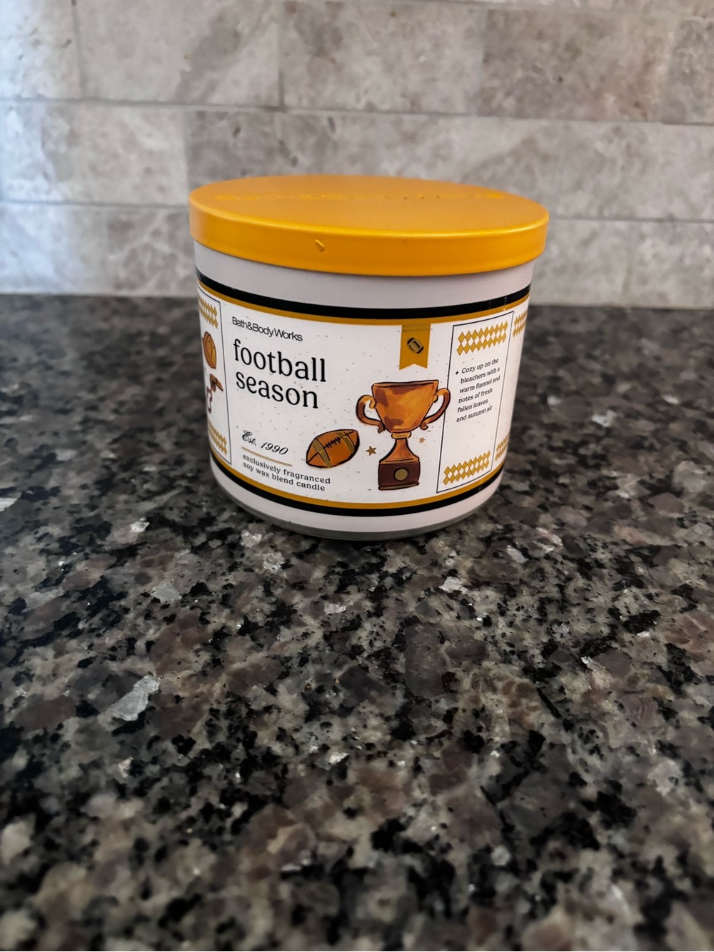 Bath & Body Works Football Season Candle - Yellow Lid